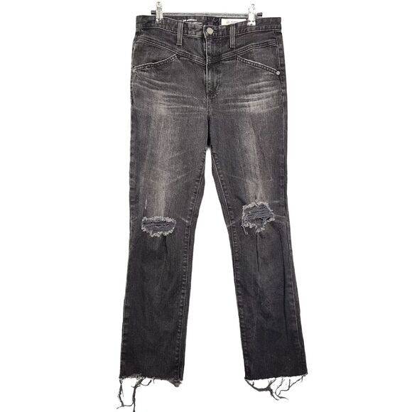 AG ADRIANO GOLDSCHMIED Black Isabelle High Rise Straight Crop Jeans SIZE 29 - Picture 1 of 13